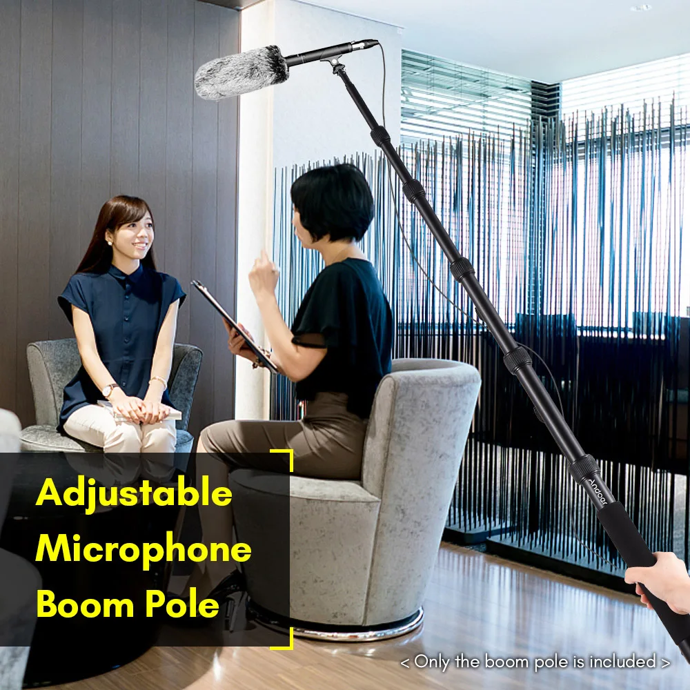 Andoer Handheld Microphone Boom Arm 4-Section Extendable Mic Arm Aluminum Alloy Boom Pole for Microphones 1/4 Inch Screw & Threa
