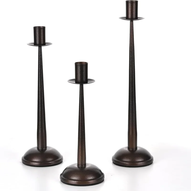 Iron Taper Candle Holder Vintage Candlestick Holder Set of 3 for Living Room Dining Table Centerpieces Wedding Party Decorations