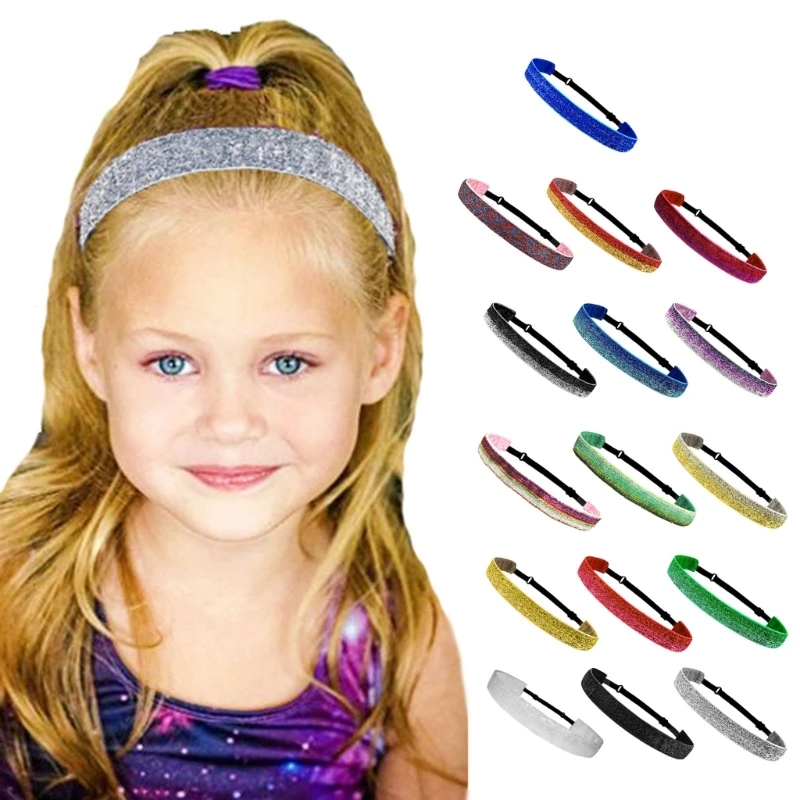 

Adjustable No Slip Glitter Hair Bands Girl Sports Head Bands,Sparkly Soccer Gymnastics-Headband Sparkle-Hair Accessories