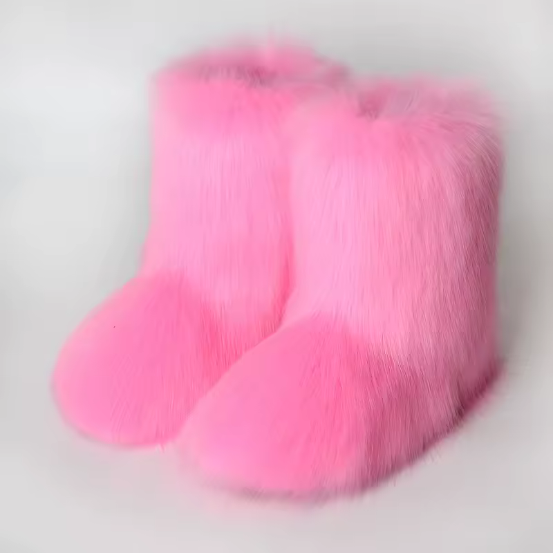 Women's Winter Snow Boots Outdoor Luxury Furry Faux Fox Fur Boots Woman Plush Warm Platform Shoes New Fashion Bottes Big Size 46 - Image 15
