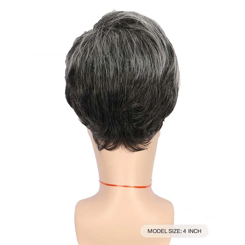 Peluca de cabello sintético para hombre, pelo corto y rizado con flequillo Natural y esponjoso, color gris, resistente al calor, ideal para fiesta de Cosplay