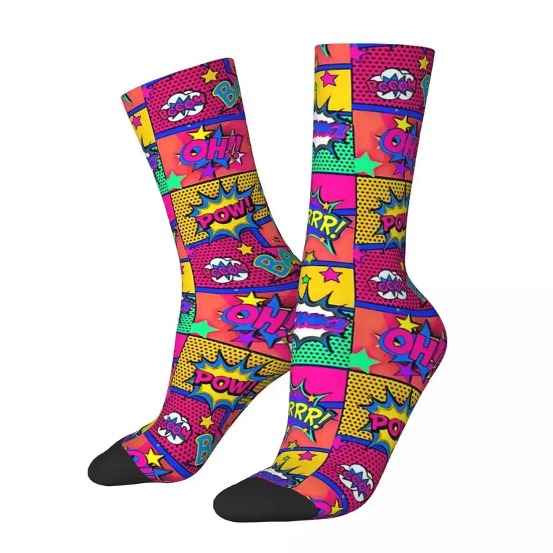 Y2K Hip Hop Retro Colorful Panels Crazy Men'S Socks Unisex Comic Book Lover Harajuku Seamless Printed Novelty Crew Sock