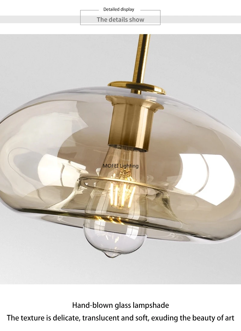 Art Industrial Retro E27 Glass Pendant Light Nordic Loft Chandelier Kitchen Restaurant Minimalist Hanging Lamp Suspension LED
