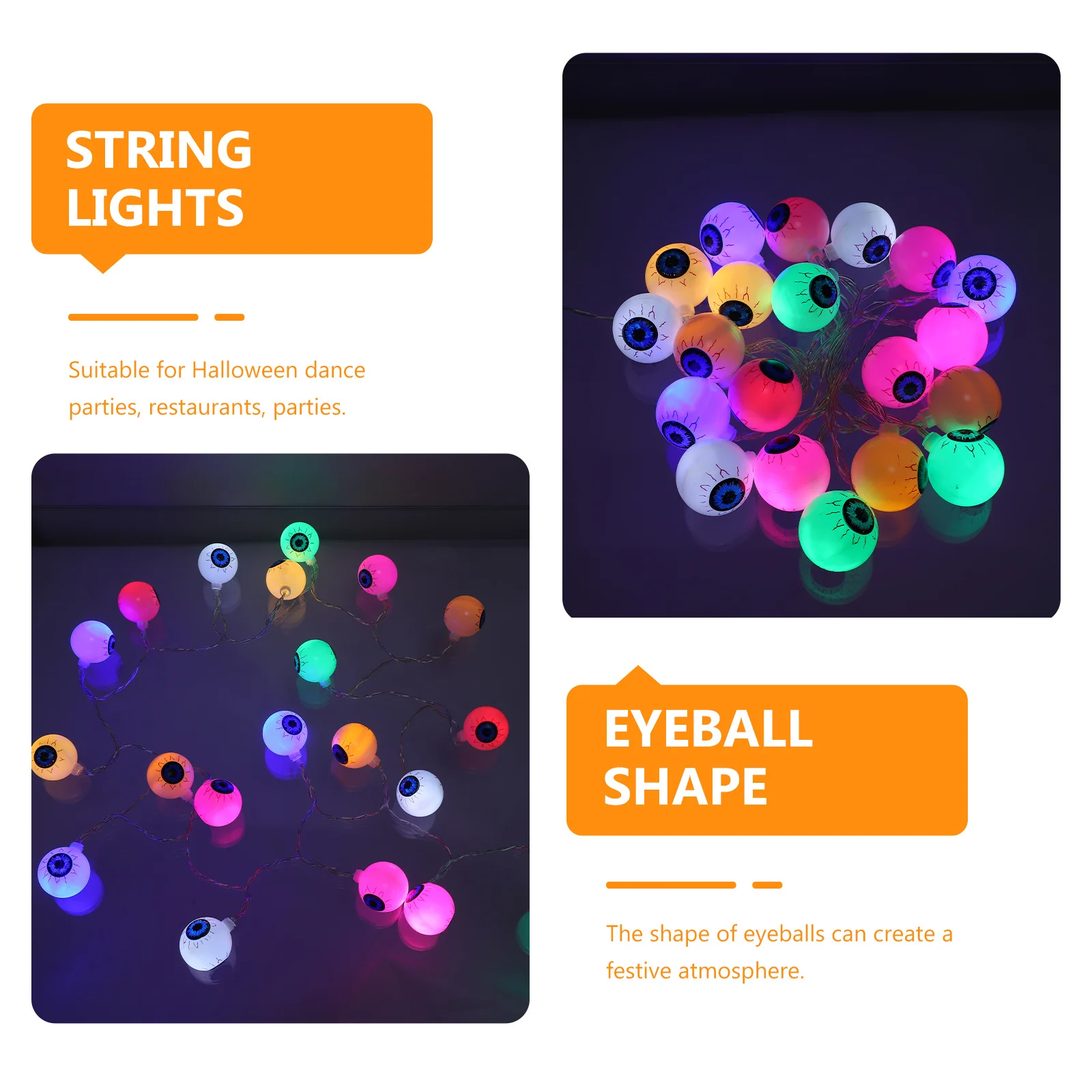 

1Pcs Halloween Eyeball String Light LED Lamp Durable Plastic Scary Light for Party Festival Outdoor Halloween Decor