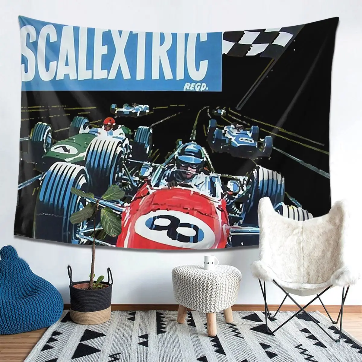Tapiz clásico Scalextric, decoración artística, tapices estéticos para sala de estar, dormitorio, pared del hogar, tela para colgar en la pared