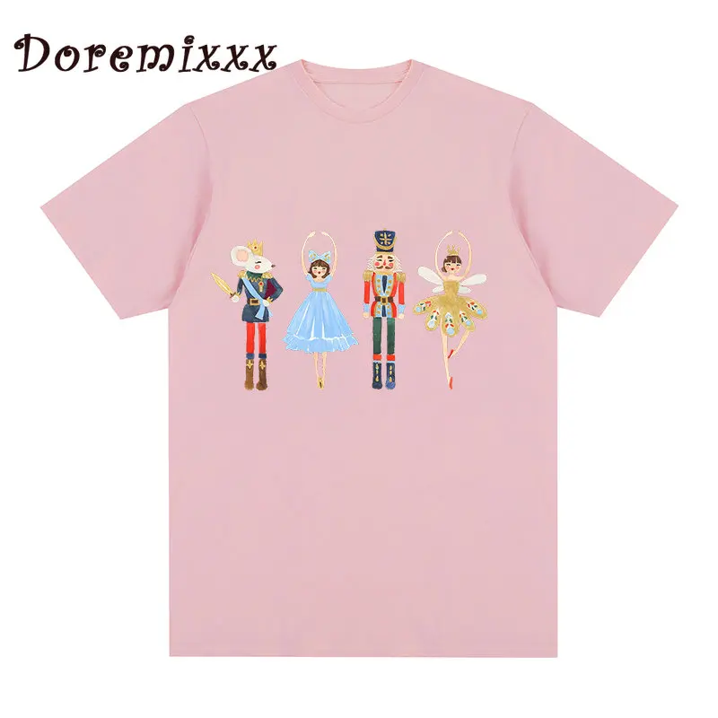 Women T-shirt Loose 100% Cotton Short Sleeve Casual Female Simple Chic Tops Aesthetic Sugar Plum Fairy Christmas Kawaii Clothes