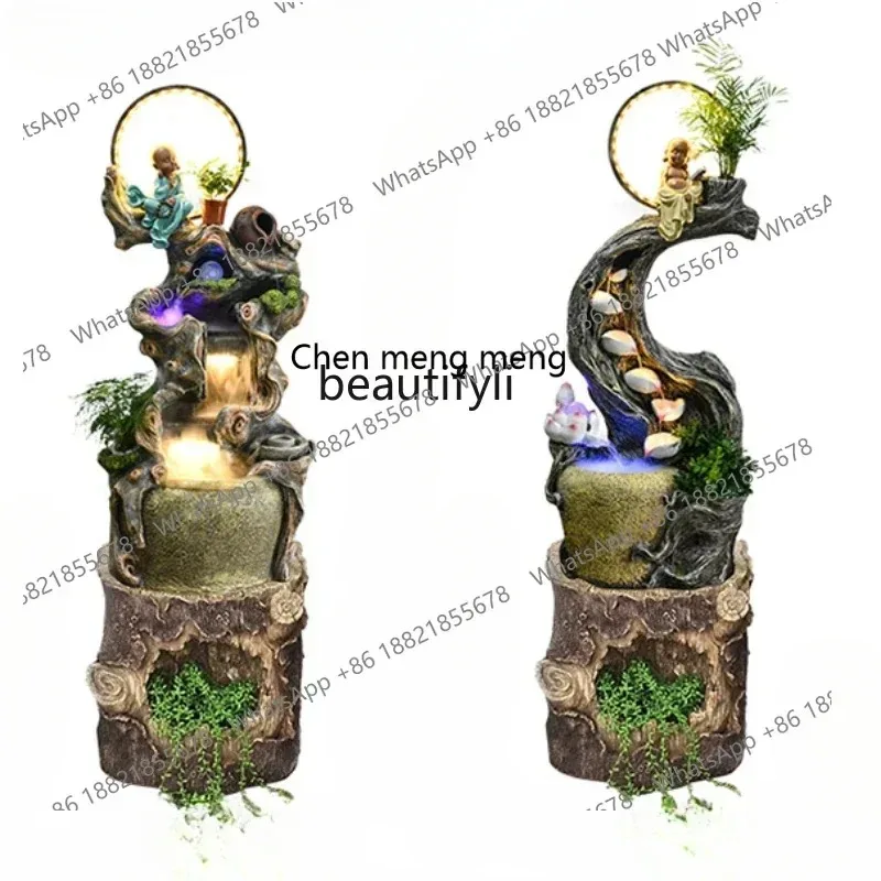 F181 l Living Room Entrance Samanera Zen Housewarming Opening-up Gifts Artificial Mountain and Fountain Fish Tank Decoration