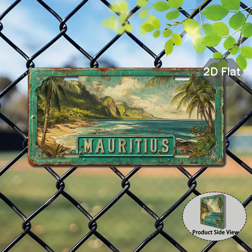 2D Flat - 1pc 2D Flat Posters 1 Vintage Sign of a Mauritius Beach | 2D Flat Printing, Retro Decor, Outdoor Additions, 29.97cm