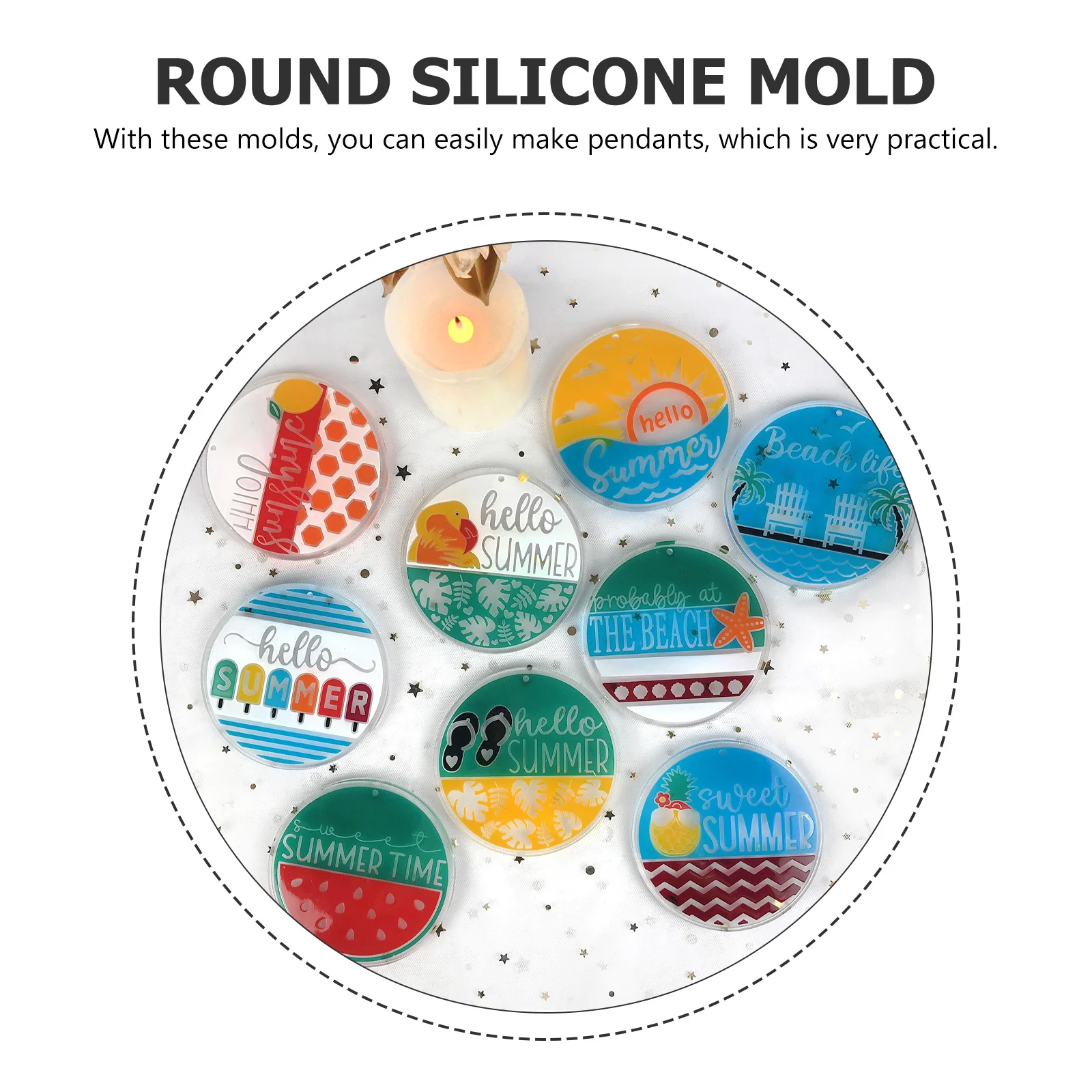 

Round Silicone Keychain Mold Durable Flexible Epoxy Resin Mold for DIY Bag Hanging Charms Key Rings Crafts Keychain Molds
