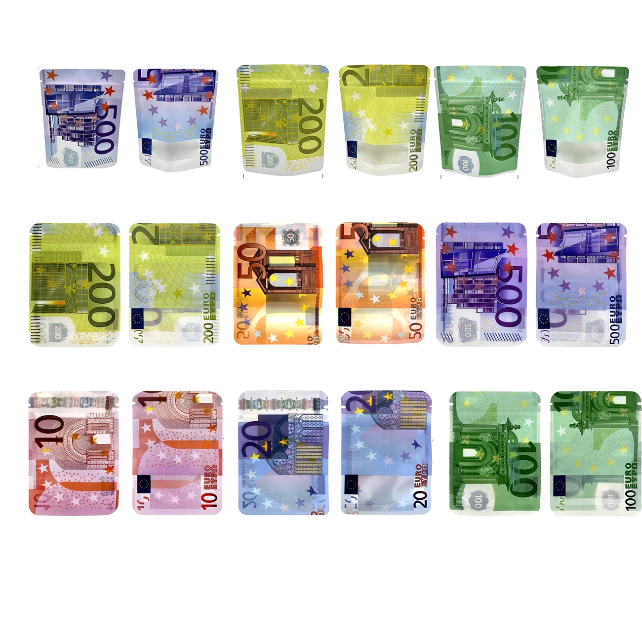 Sacs en Mylar avec fenêtre transparente, 1g, 3.5g, en forme d'argent, pochette d'emballage debout, anti-odeur, paquet 3.5, étui à fermeture éclair