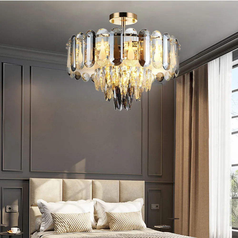 

Luxury Gray Crystal Modern Ceiling Lights 2023 New Led Lighting Ceiling Lamps Home Decoration Lustres For Living Room Decor