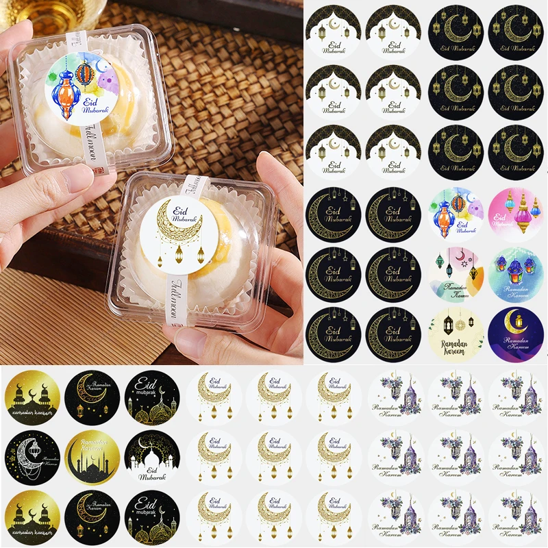 

120pcs Eid Mubarak Decoration Sticker Candy Bag Gift Lable Seal Paper Stickers Ramadan Kareem Decor Islamic Muslim Party Supply