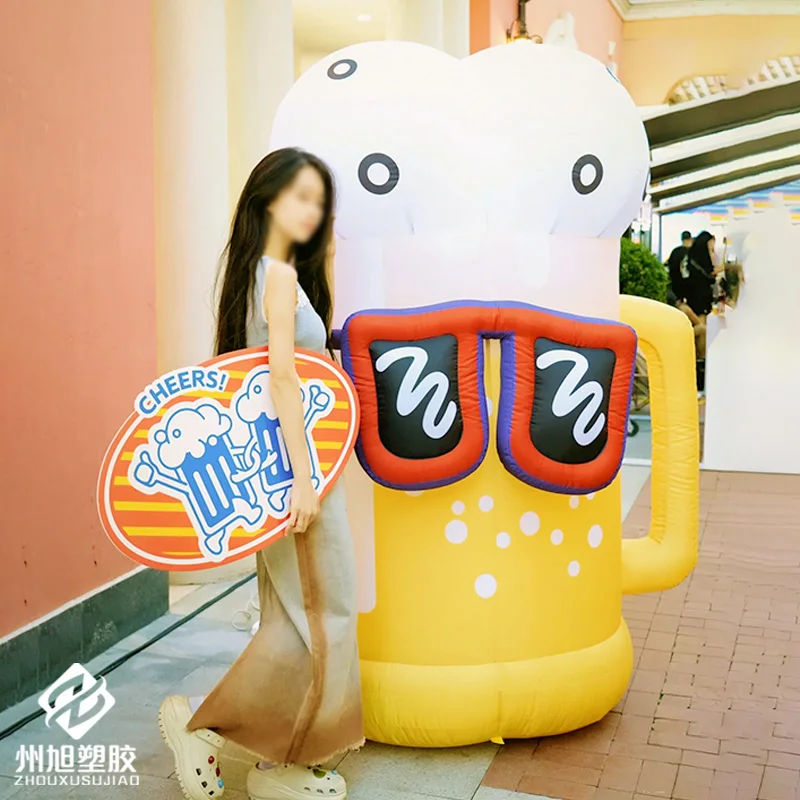 

Inflatable beer mugs with blowers, decorative props for outdoor square and shopping mall parades