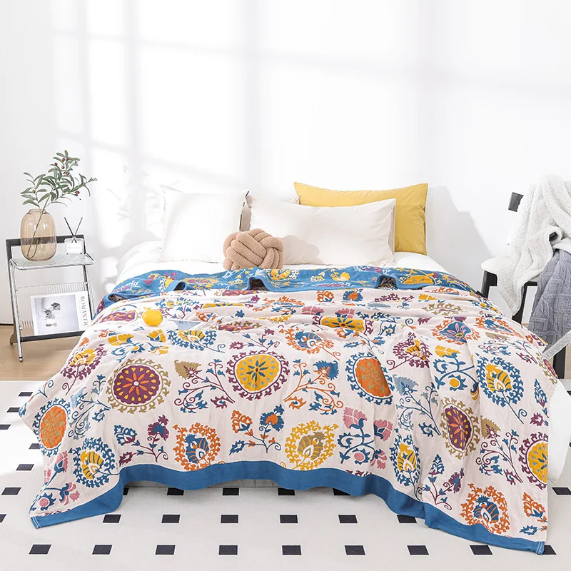 

High End All Cotton Multi-layer Gauze Towel with Pure Cotton Blanket for Summer Office Nap, Sofa Cover, Air Conditioning Blanket