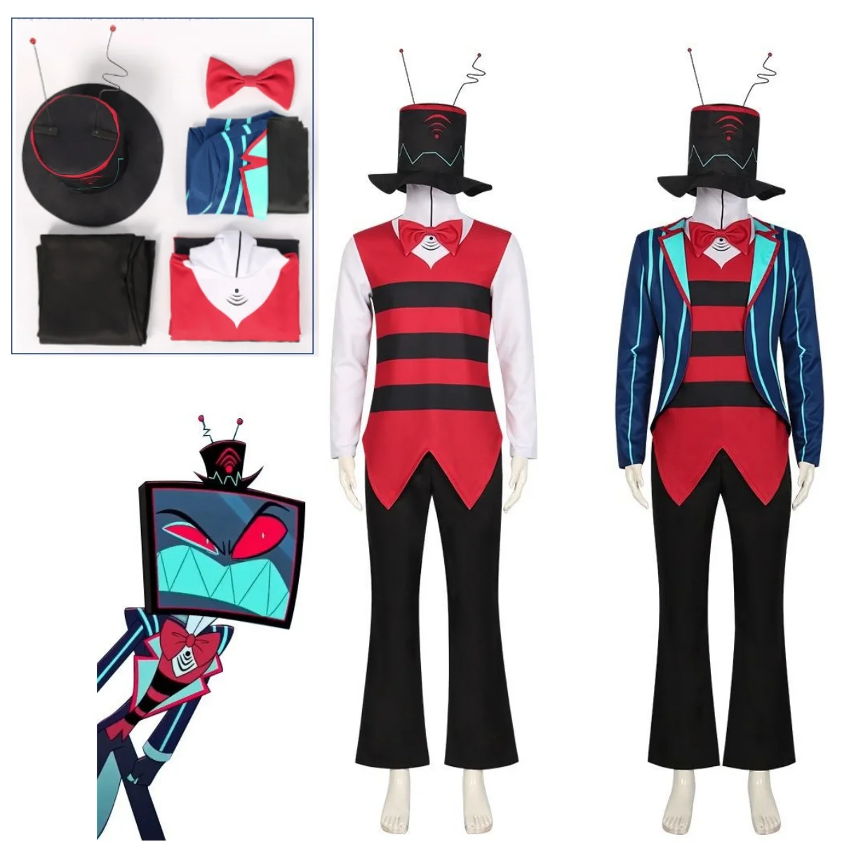 

Mr. Vox Cosplay Costume Season 2 S2 Television Devil Voxy Valentino CEO VoxTek Demon Hell Helluva Halloween Outfits