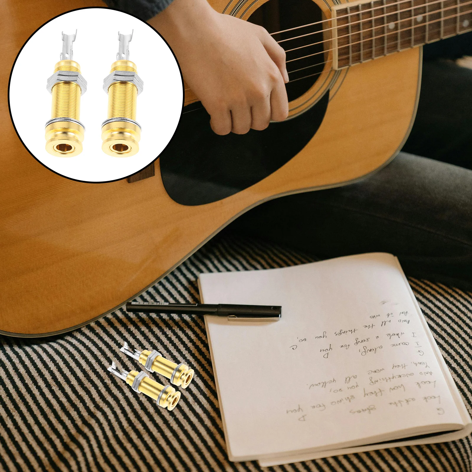 

Guitar Accessories Kit High Precision Tuners Bridge Pins Capo Strap Lock Nut for All Guitars Professional Grade