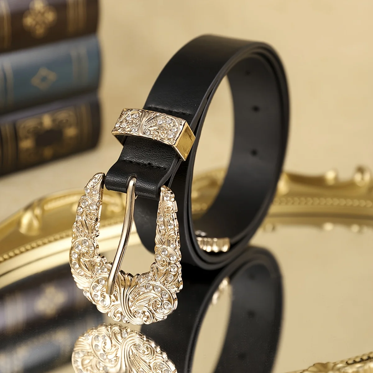 1 Piece of Unisex PU Belt with Rhinestone and Boho Style, Perfect for Shopping, Parties, and Daily Wear