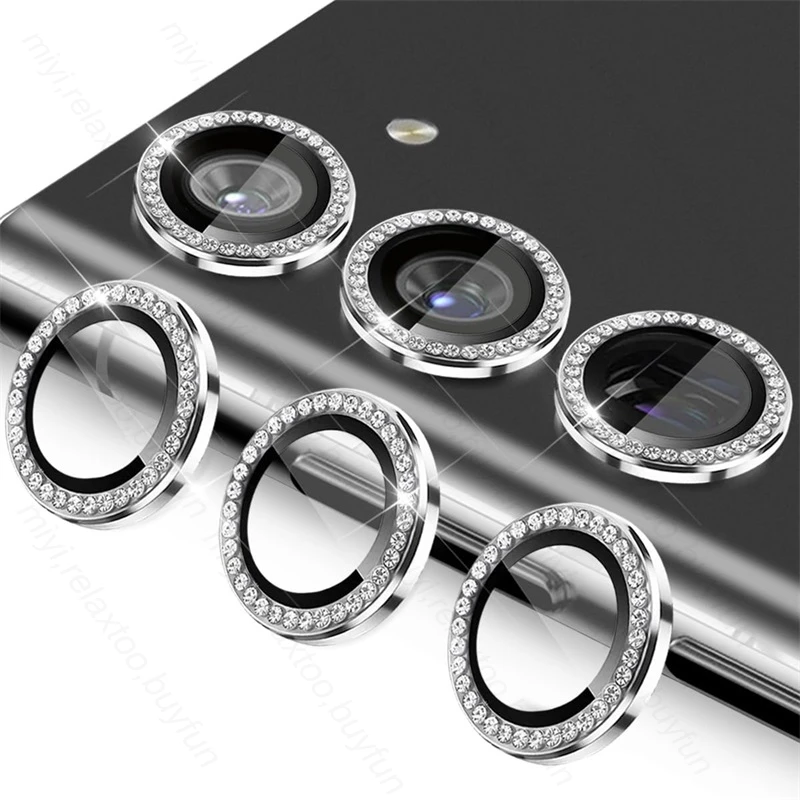 Bling 3D Diamond Metal Camera Ring Protector for Samsung Galaxy A55 A35 A25 A15 A05 5G Alloy Lens HD Tempered Glass Protect Cap