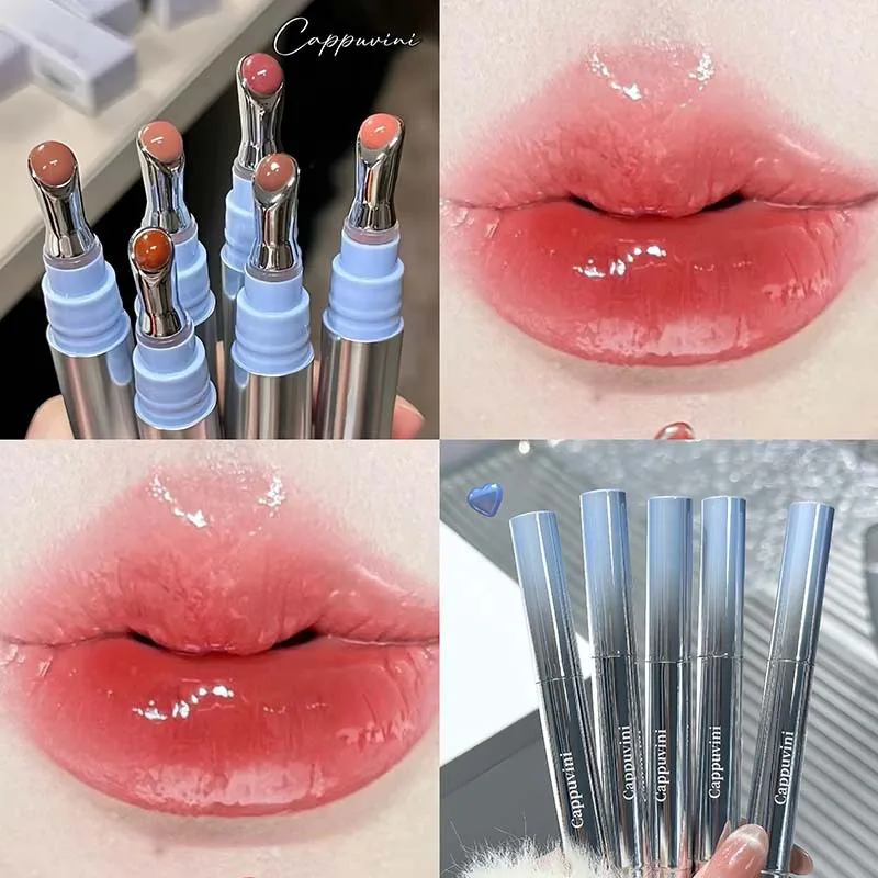 미러 워터리 립글로스 아이언 브러쉬 헤드 젤리 립글로스 보습 립 틴트 립스틱 내추럴 누드 립 메이크업 립 플럼핑 케어
