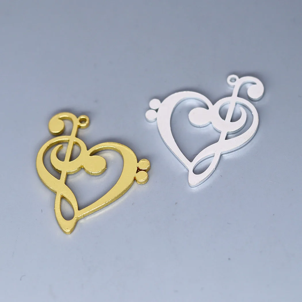 5pcs/lot Simple Music Note Heart of Treble Charm for Jewelry Making fit Charm Bracelet Necklace Pendant DIY Crafts Supplier