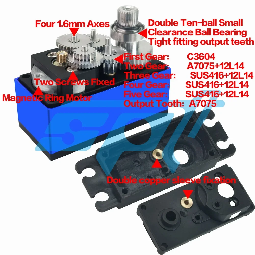 금속 기어 디지털 서보 코어리스 모터, 1/10 RC 드리프트 자동차 모델 비행기 TRX4 SCX10 로봇 장난감 부품, SPT5632, 32KG, 120 도