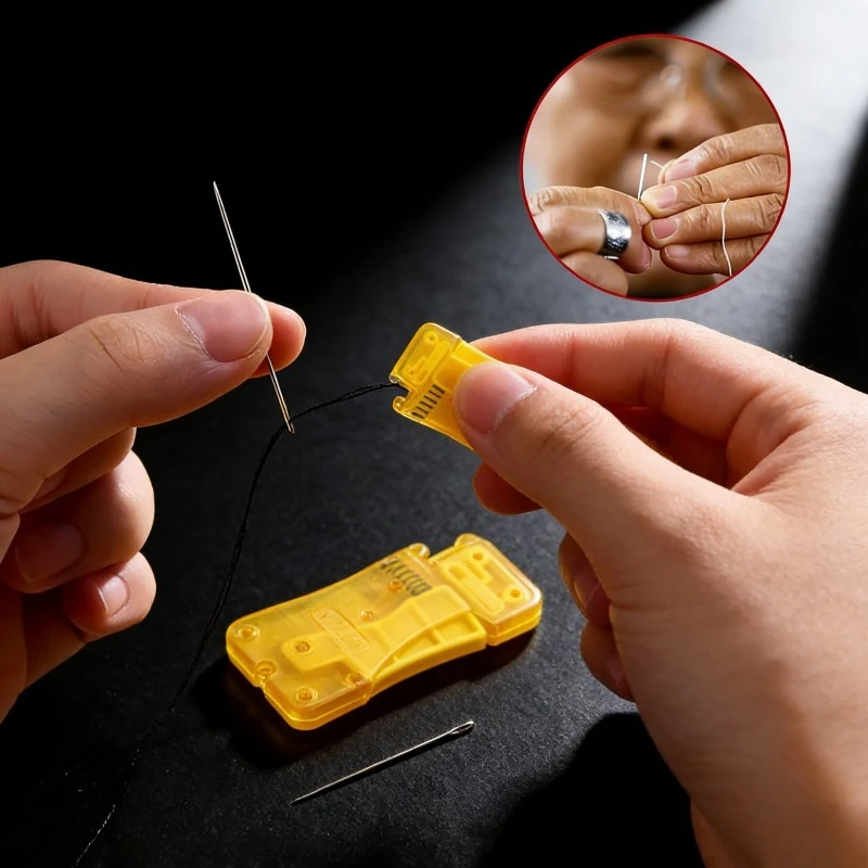 Automatic Needle Threader for Hand Sewing Jewelry Making Craft Tool - Quick Easy Threading Device for Beginners Adults Eye Saver