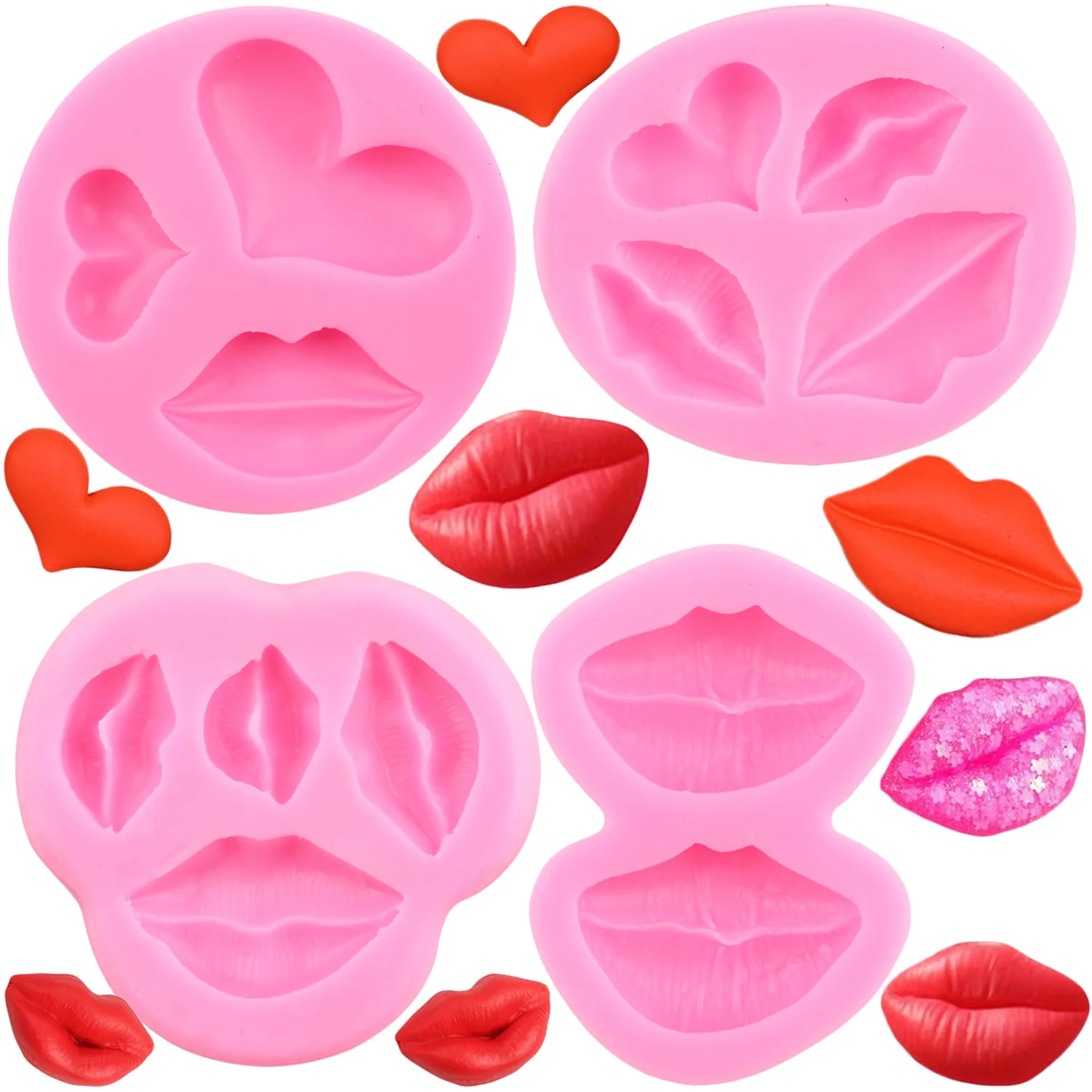 

Lips Silicone Mold Heart Fondant Molds Valentine’s Day Cake Decorating Tools Cupcake Candy Resin Moulds Chocolate Gumpaste Mould