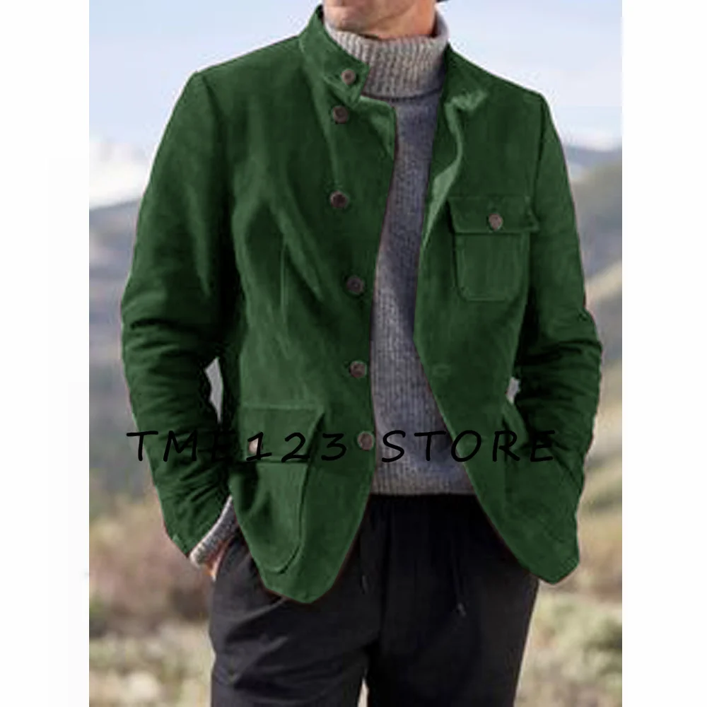 Veste Courte en Daim pour Homme, Manteau Chaud et Décontracté, Col en V, Simple Boutonnage, Combinaison Coréenne, Hiver