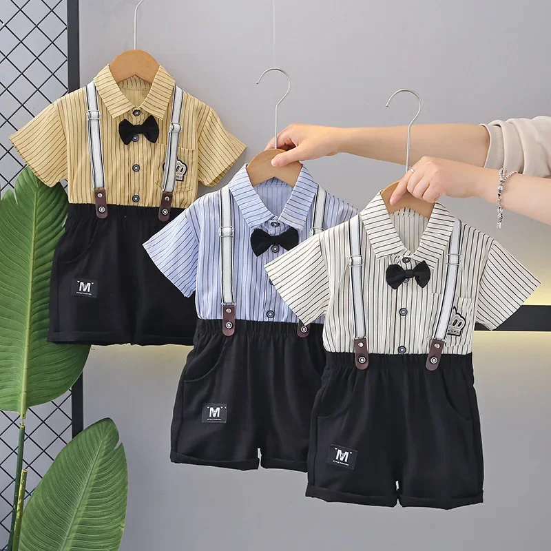 

New Summer Baby Boys Clothes Suit Children Casual Striped Shirt Shorts 2Pcs/Sets Kids Clothing Toddler Costume Infant Tracksuits