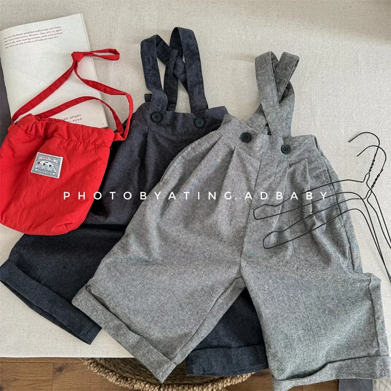 2025 ربيع ملابس الأطفال ملابس الربيع الأطفال النسخة الكورية حزام السراويل نحى تسعة سنت السراويل بنطال ذو قصة أرجل واسعة