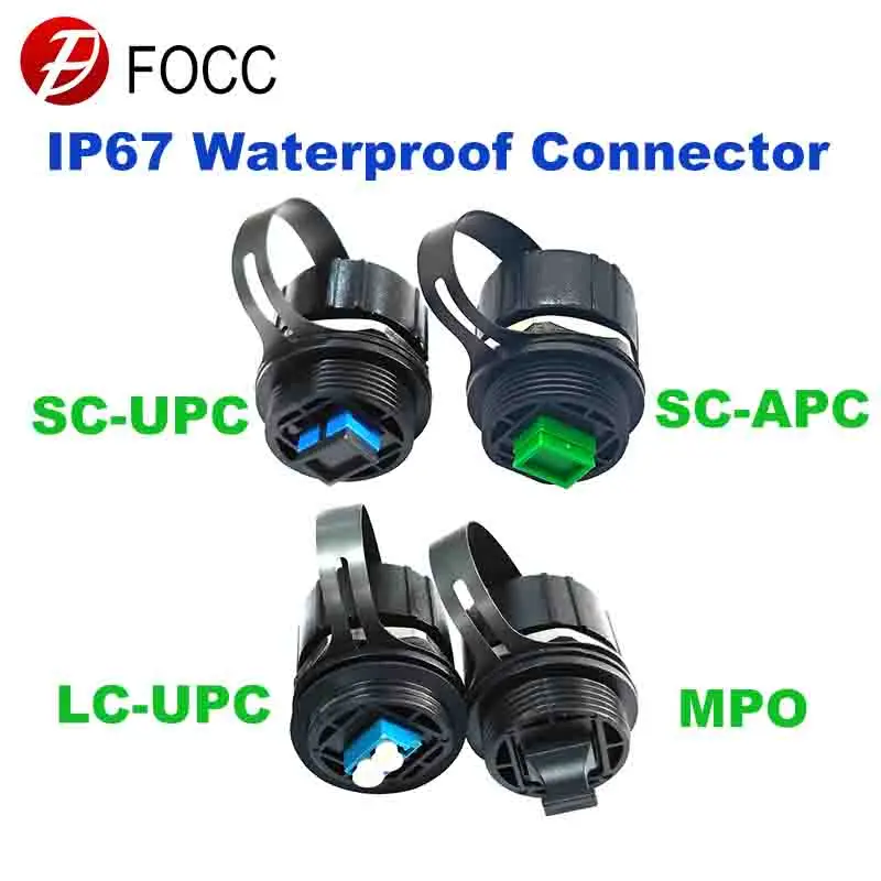 FOCC FIBER ODVA SC-APC Fiber Optic Adapter IP67 Enclosure Bulkhead Adaptor with Dust Cap Outdoor Waterproof Connector