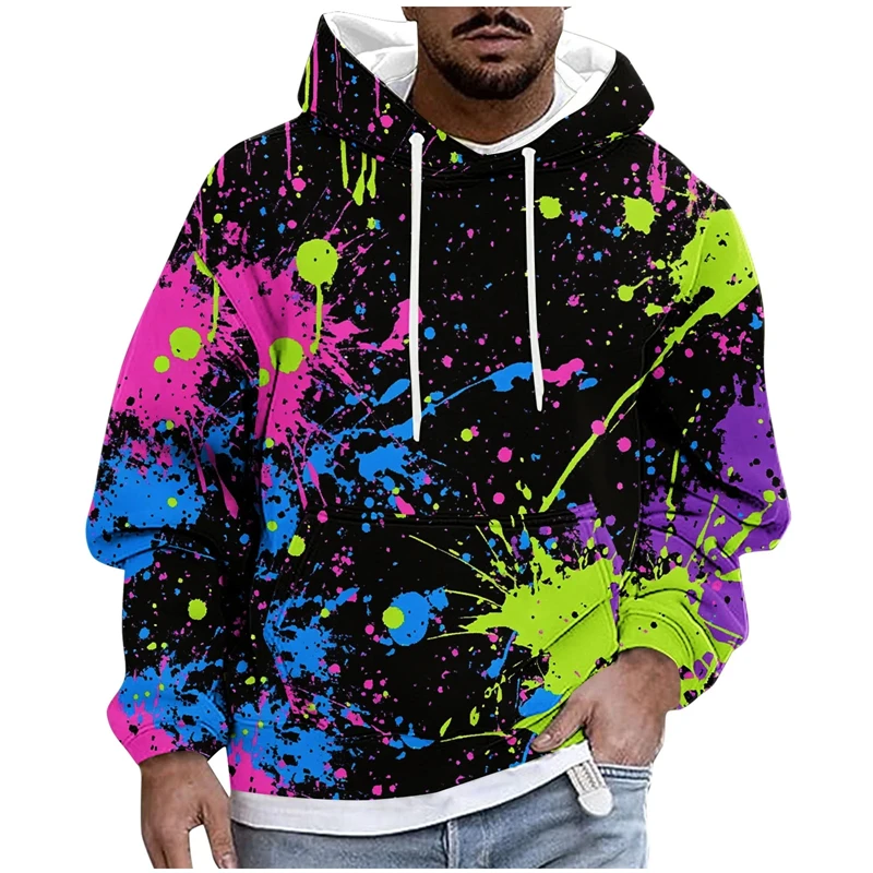 New Unisex 3D Graphic Hoodies Man Colorful Paint Abstract Style Cool Printed Pattern Casual Hoodie Trendy Hoodie Daily Wear Top