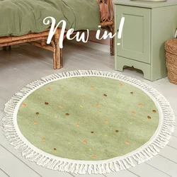 Tassel Carpet for Living Room Children Bedroom Round Plush Rug Large Area Home Decoration IG Cute Bedside Mat ковер Tapete 러그