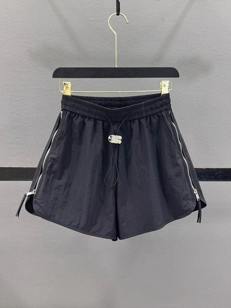 

Bla High Waist Qui Dry Side Zipper Workwear orts Women Summer Slimming Wide Leg Casual A-Line Hot Pants