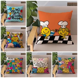 Mr. Men and Little Miss Cushion Cover 40x40cm Throw Pillow Covers Decorative Pillowcases for Pillows Short Plush Cushions Sofa