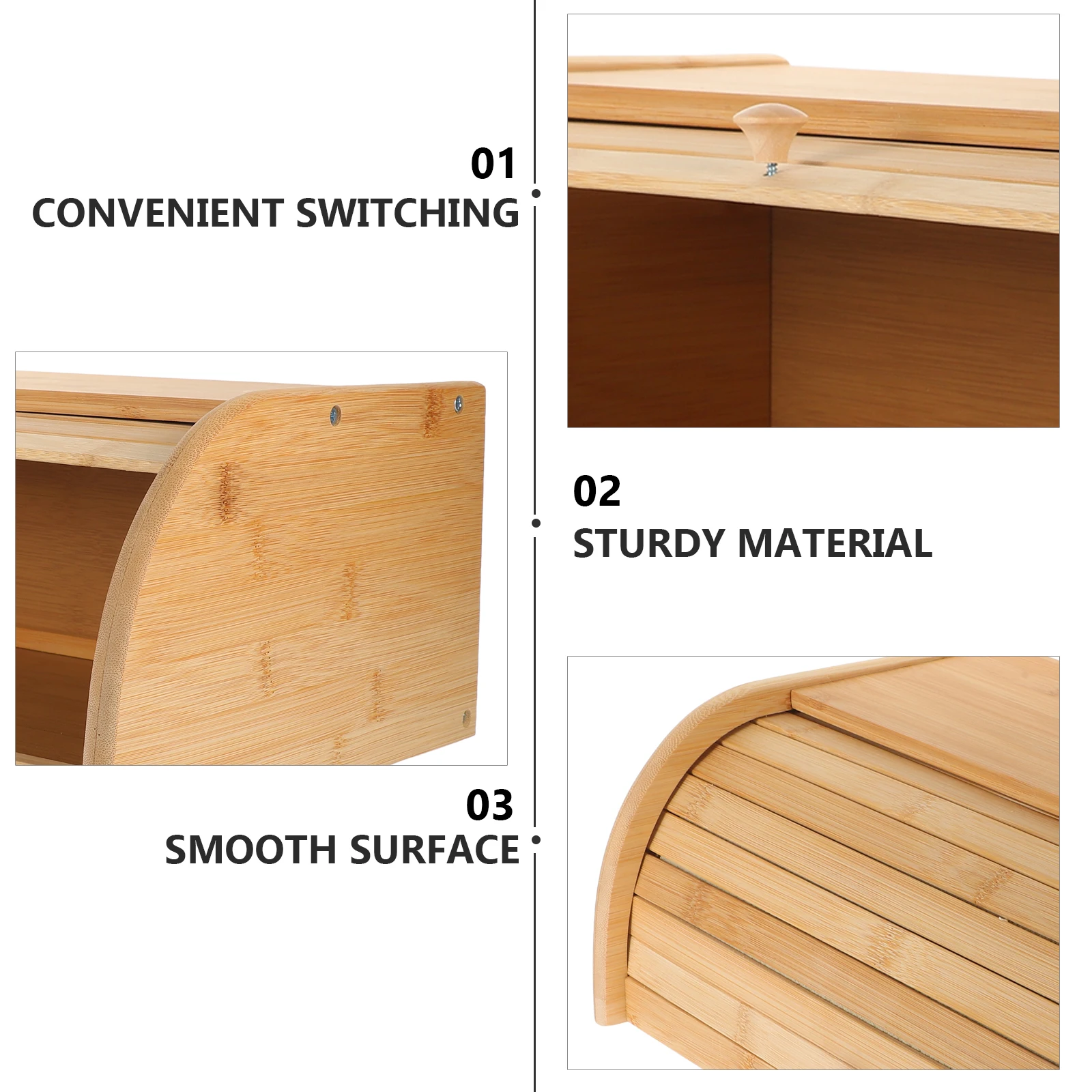 

1Pcs Wooden Bread Box Bamboo Storage Container for Kitchen Home Organization Bread Snacks Fruits Daily Essentials Large