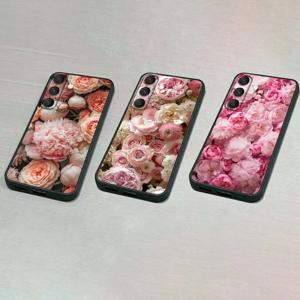 

p-pink p-peonies-es Phone Case For Samsung S25,S24,S23,S22,S21,S20,S10,Ultra,Plus,Lite,FE,Soft Silicone Black Cover