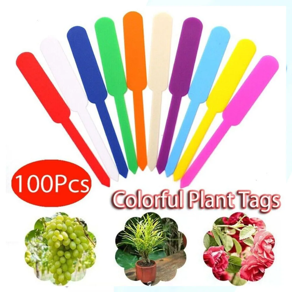 100PCS Waterproof Garden Plant Tags Plastic Labels for Flower Herbs Bonsai Marker Pot Seedling Sign Mark DIY Planter Decorative
