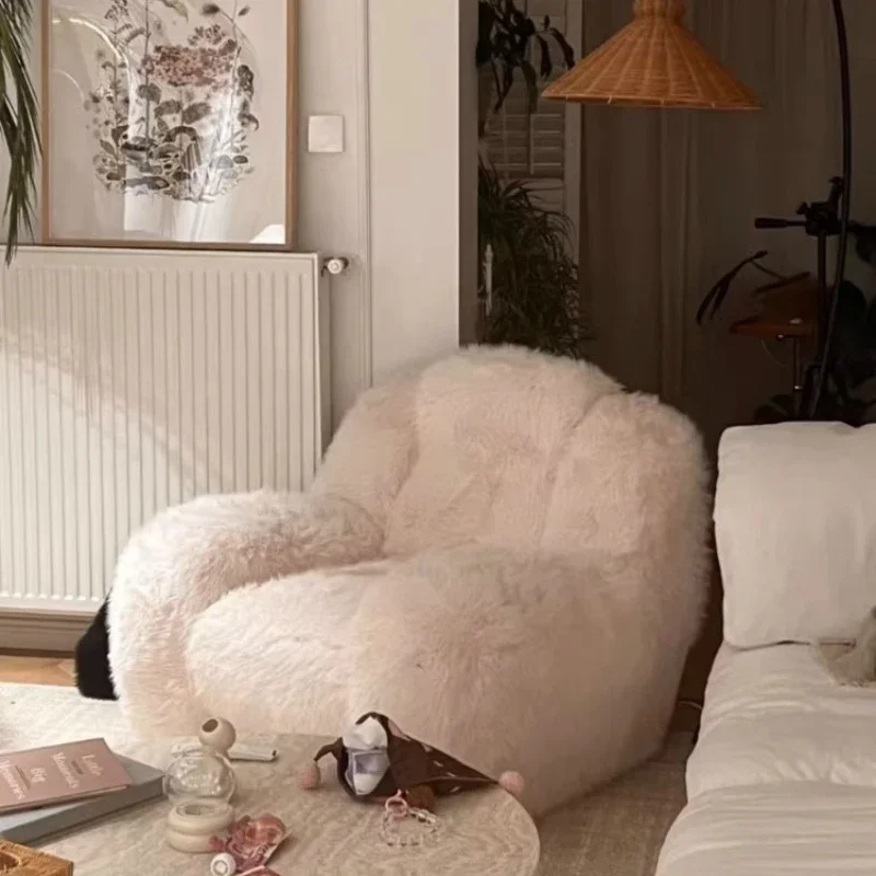 

Single sofa chair living room dopamine cream balcony sofa