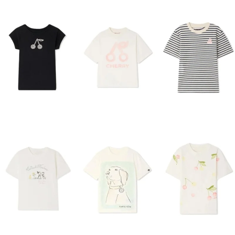 OUYANG&IVAN Boys and Girls Short- Sleeve T-shirt BP2026 Summer New Children's Casual Undershirt Pure Cotton Top