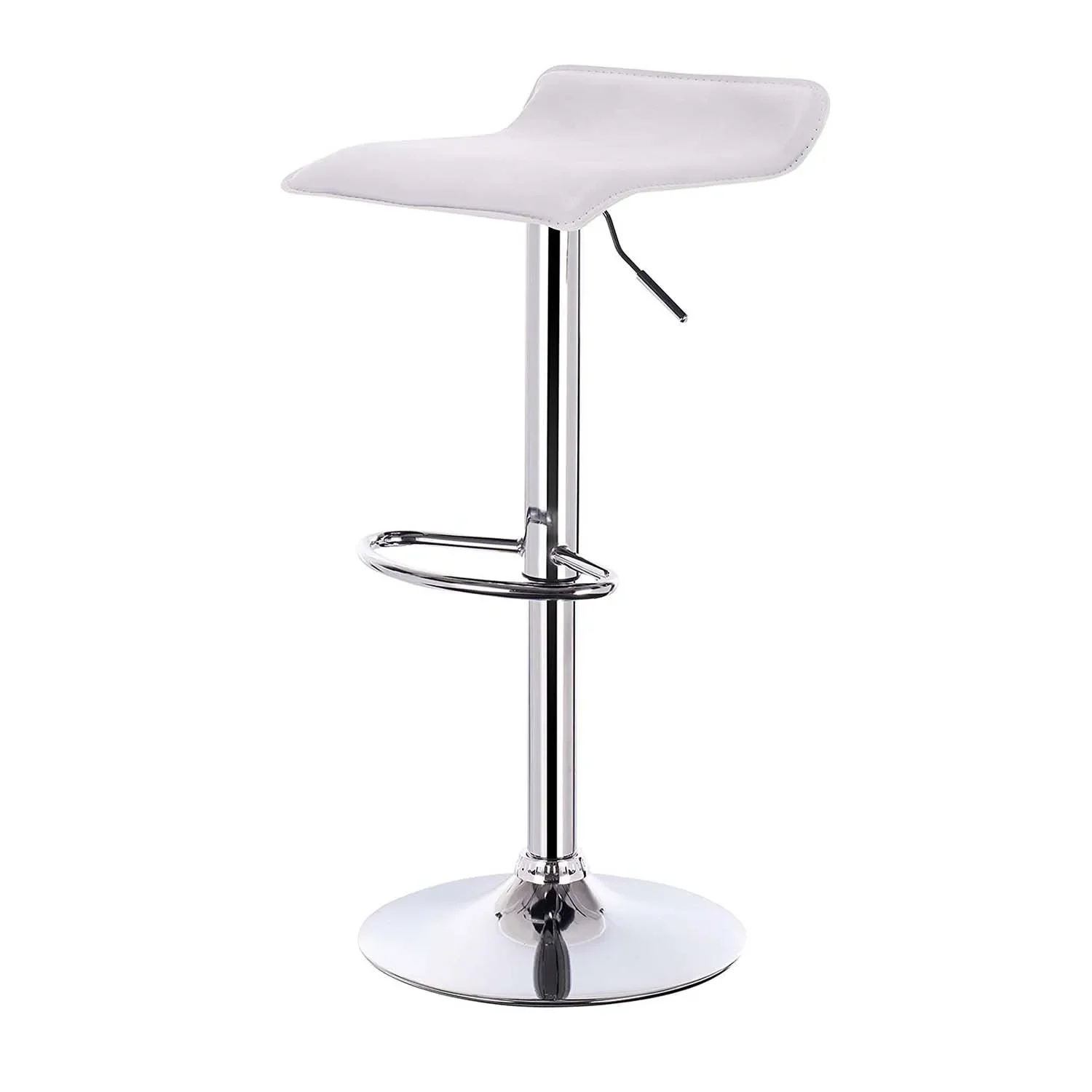 1PC Height-Adjustable Bar Stool Synthetic Leather Chrome-plated Steel Anti-slip Rubber Easy-care Chair Well-pad Counter Stool