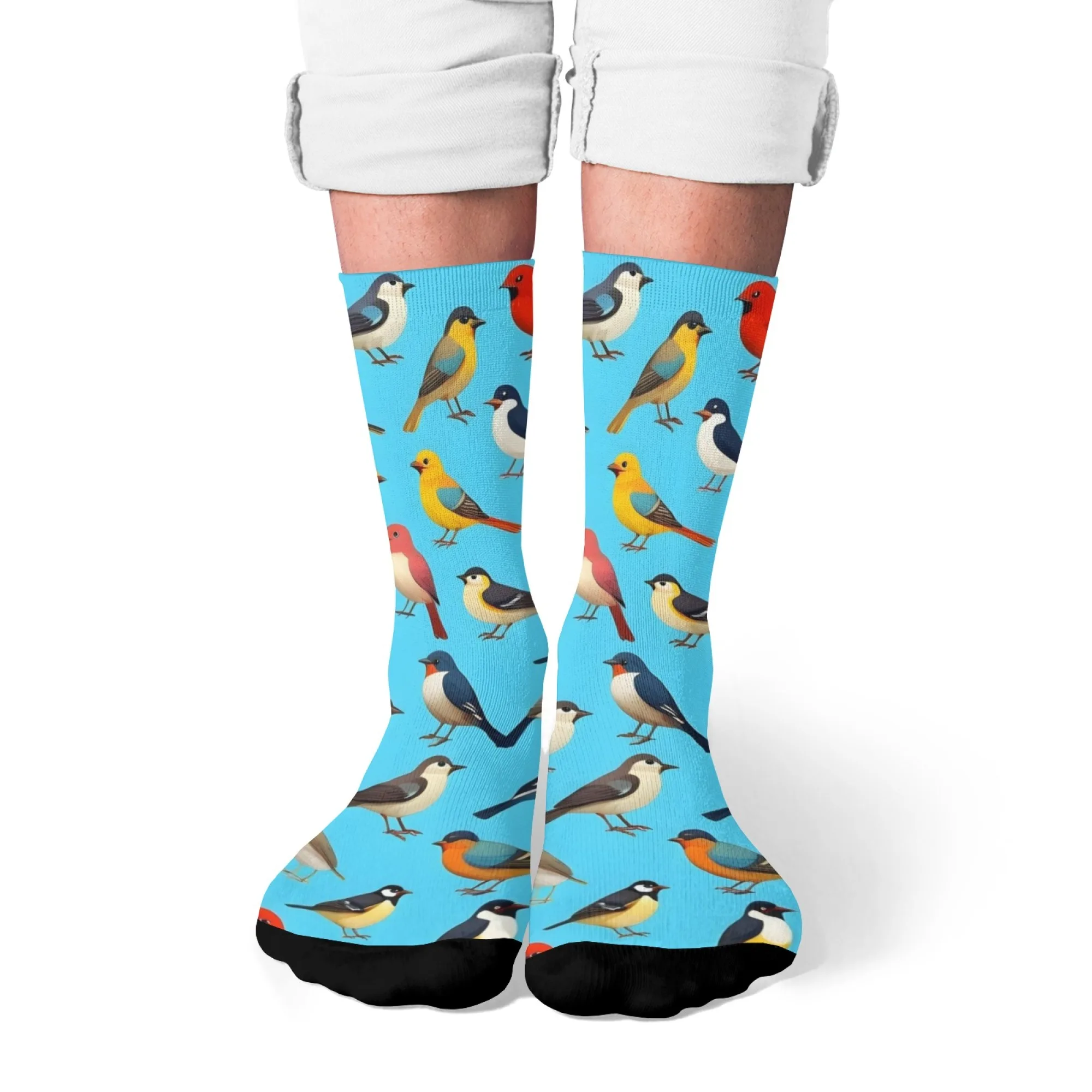 جوارب ذات موضوع توضيحي للطيور مريحة تسمح بمرور الهواء وغير قابلة للانزلاق جوارب غير رسمية جديدة جوارب هاراجوكو للشارع الهيب هوب للرجال هدية ممتعة