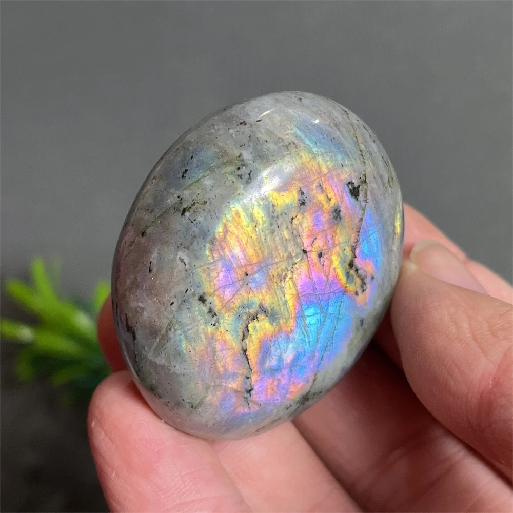Labradorite Natural Stones Quartz Crystal Palm Blue Light Feldspar Golden Moonstone Mineral Samples Specimen Home Decoration