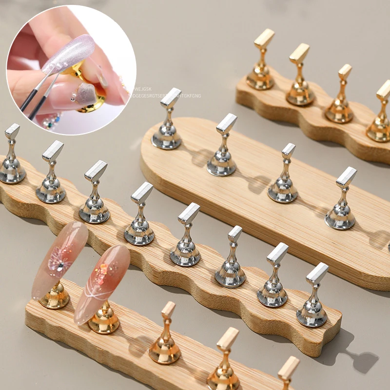 

5/10pcs Magnetic Nail Stand for Press on Nails Display Manicure Beginner Diy Fake Nail Tips Practice Holder with Reusable Putty