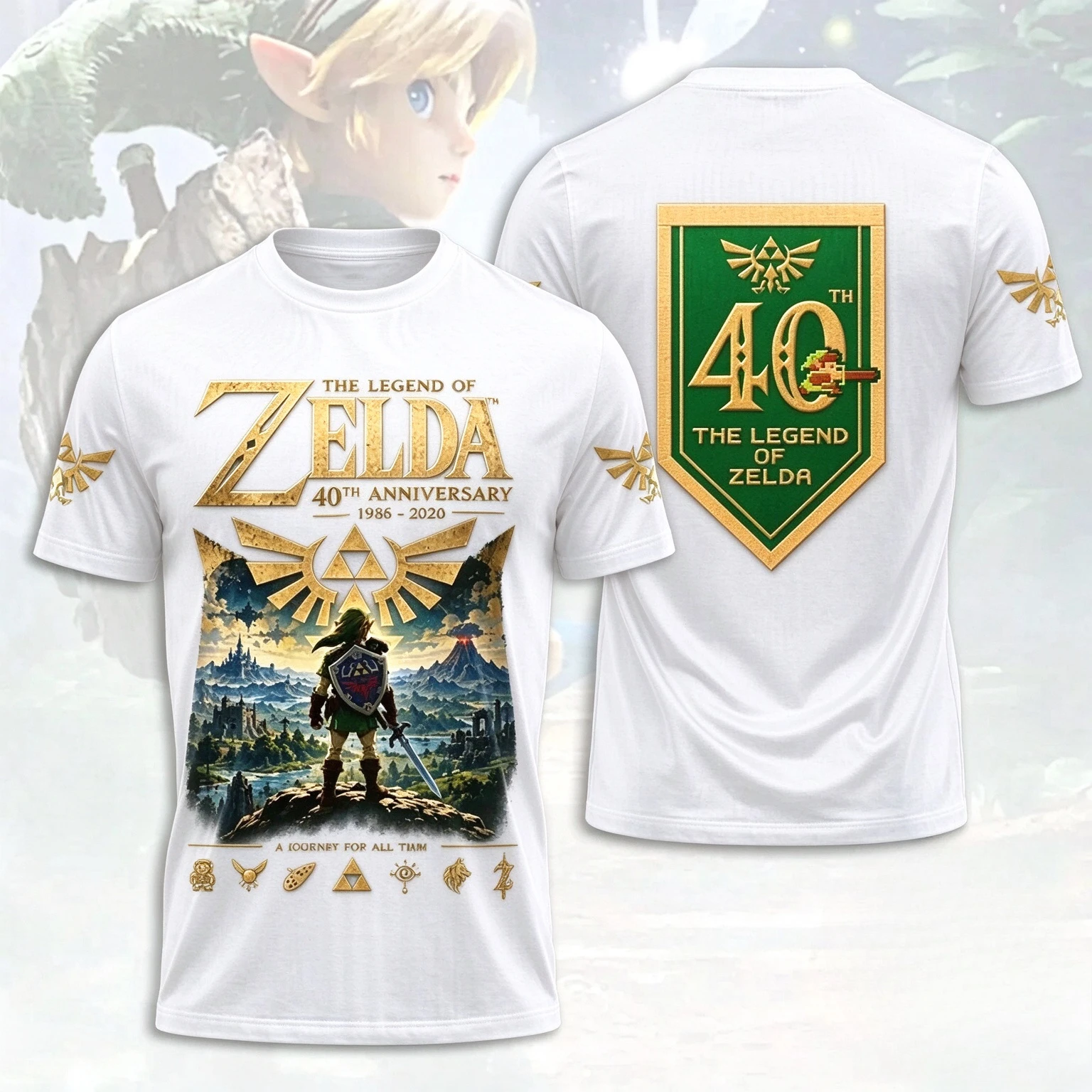 Zelda 40th Anniversary T-shirt Print Short Sleeve Tee Men Women The Legend of Zelda Game Graphic Tshirt Streetwear