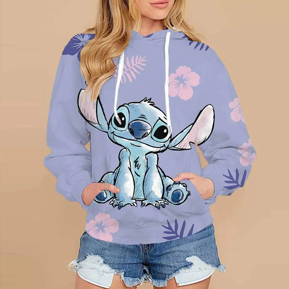 

Новинка 2024, модные мужские толстовки в стиле аниме Disney Stitch, сезон весна-осень, детские толстовки с 3D принтом, женские толстовки в уличном стиле