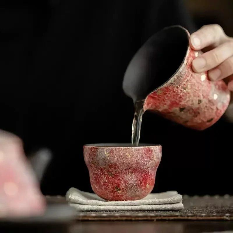 Japanese-style Wabi Sandstone Mine Colored Pottery Urgent Beard Side Handle Pot Large-capacity Teapot Teacup Filter Pot TeaSet