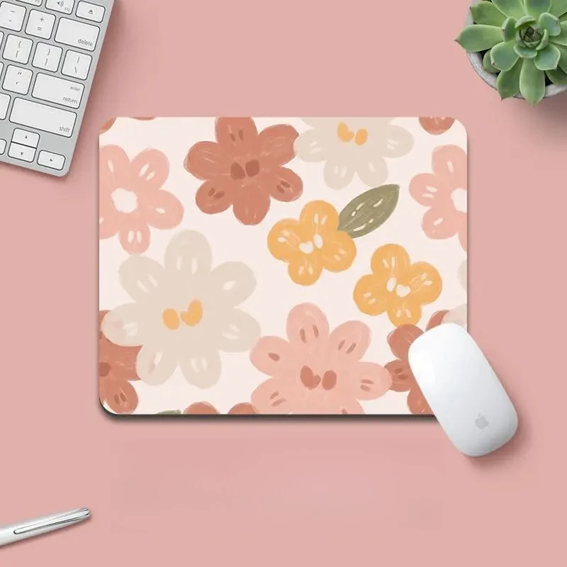 Various Flowers Kawaii Pad Small Xs Rubber Mousepad For Pc Gamer Desktop Decoration Office Mouse Mat Deskmat Rug Stitched Edge