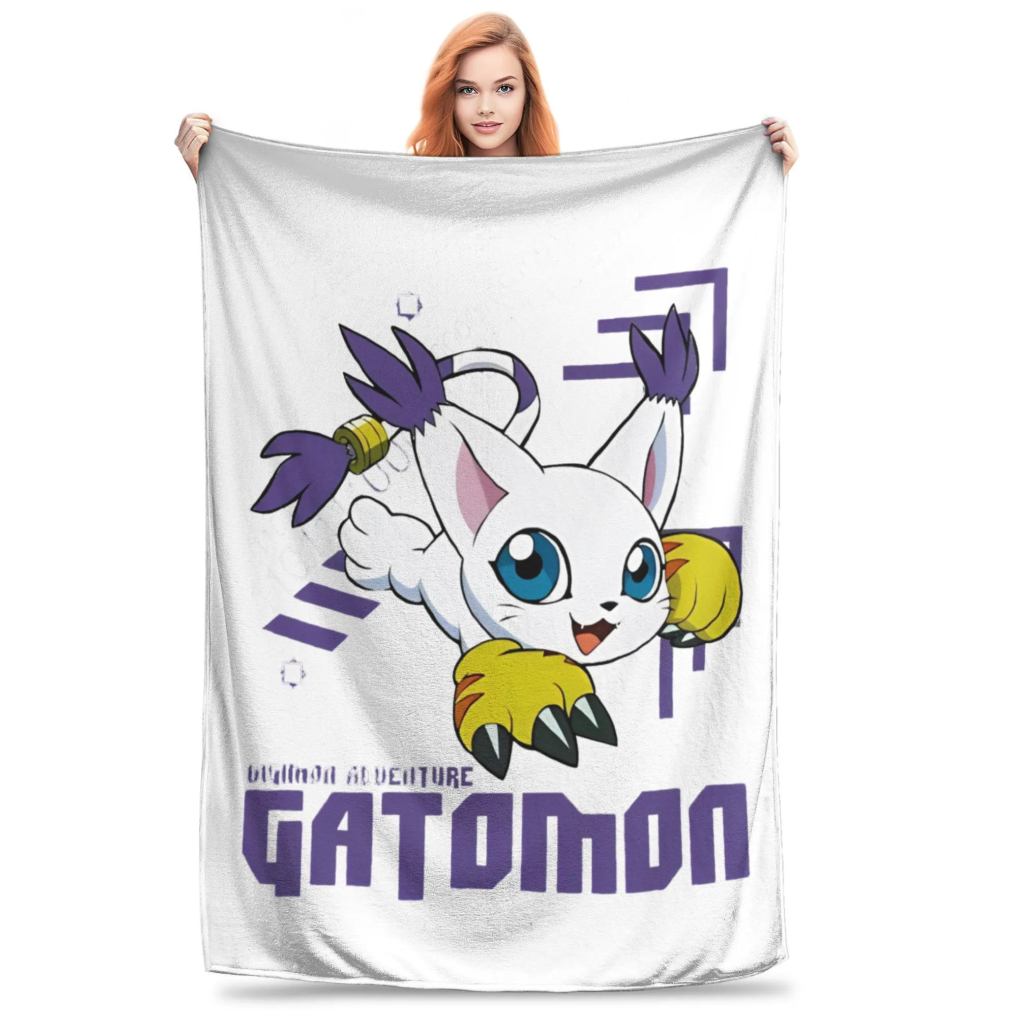 Digimon Adventure Gatomon  Knitted Blankets  Fuzzy Throw Blanket Bedding Couch Decoration Soft Warm Bedsprea