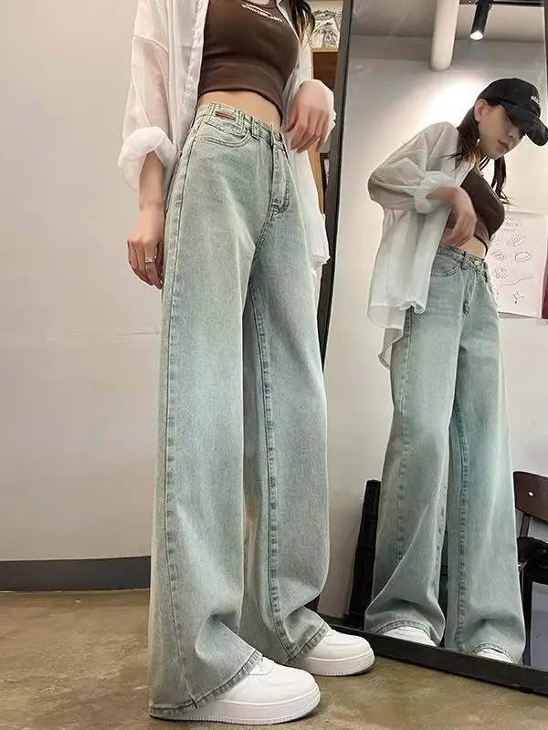 

Light Wa High Waist Straight Leg Jeans Women's Spring Autumn 2024 Loose Narrow Wide Leg Pants Fem Autumn Wear